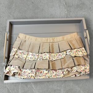 Retired Thirty-One Skirt Purse Cover -Khaki w/Floral Ruffle